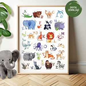 Wild Animal Alphabet Poster | Educational Posters | ABC Poster | Nursery Wall Art | Montessori Posters | Classroom Decor | Digital Download