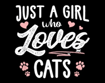 Chica que ama a los gatos PNG: Diseño de camiseta para mamá de gatos (Descarga digital)