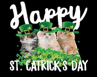 Lucky Cats St. Patrick’s Day PNG, Cute Shamrock Cats Clipart, Irish Cat Sublimation, Funny St. Paddy’s Day Digital Download