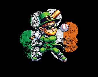 Lucky Baseball Shamrock PNG: St. Patrick's Day Sports Design (Digital Download)