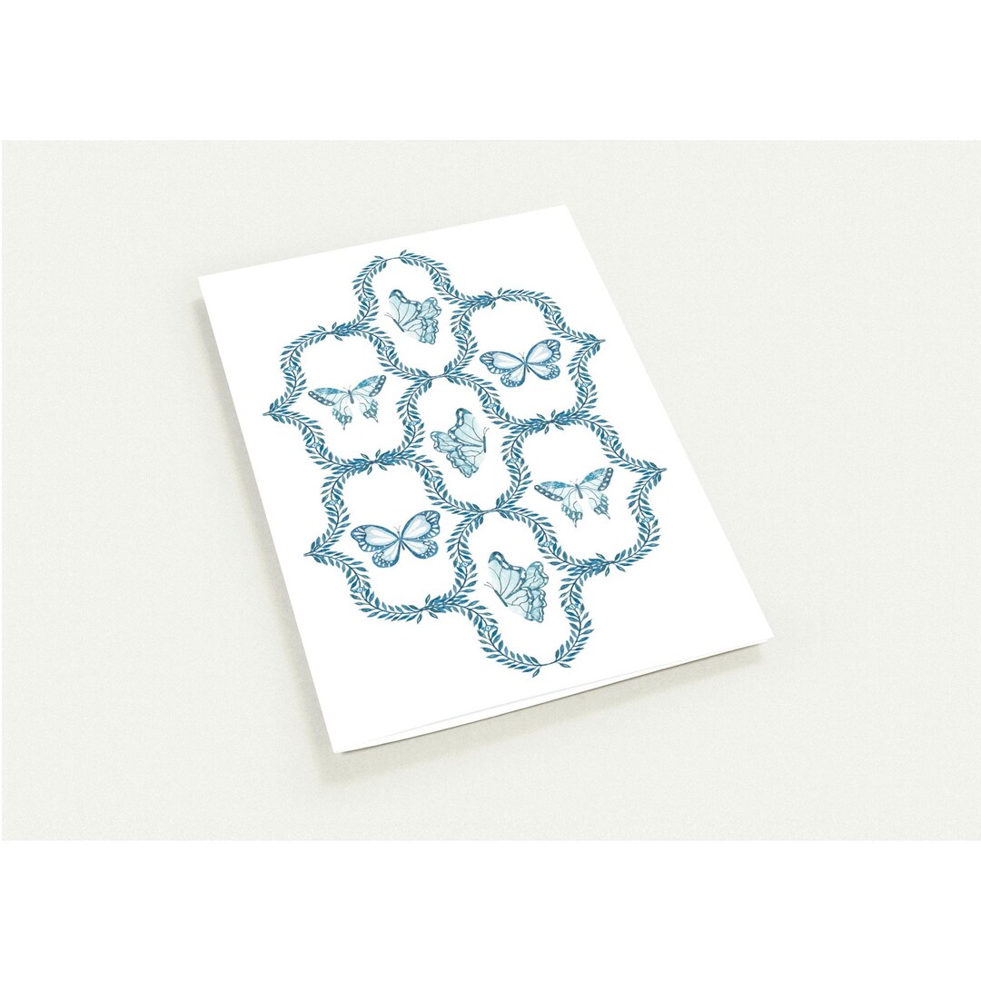 Indigo Blue Watercolor Butterflies Pack of 10 Note Cards With Envelopes ...