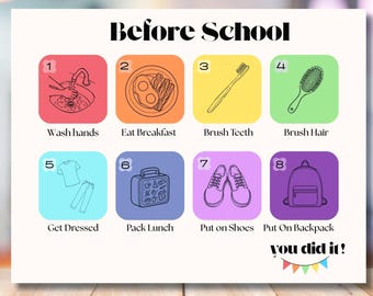 Before School Chart for Kids | Visual Checklist | ADHD Autism Routine (Digital Download)