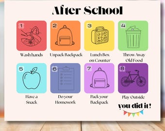 After School Chart Printable | After School Checklist Visual Guide | After School Routine Step by Step Kids Chart | ADHD Autism