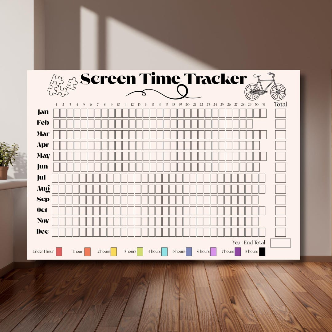 Screen Time Tracker Yearly | PRINTABLE Journal Page | Planner Page ...