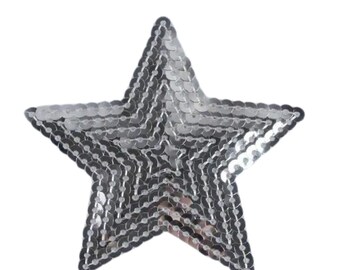 Sequin Silver Star Custom Hat Patch