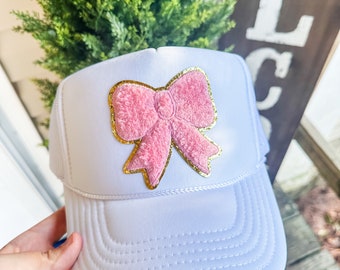 Bow White Trucker Hat, Bow Foam Trucker, Bride to Be, Bow Trend