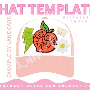 Trucker Hat Design Patch Layout for Trucker Hat Bar PRINTABLE, Trucker Hat Bar Editable Templates CANVA Template zdjęcie 1