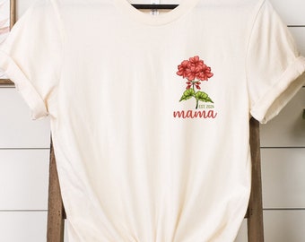 Custom Floral Mama Shirts, Pocket Flower Mama Shirts, Custom Mama Gift, Wildflowers Mama Shirts, Retro Mom Shirts,Personalized Flower Shirts