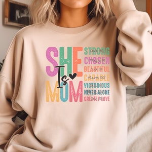 She Is Mom Shirt, Cute Mom Tee, Bible Verse Shirt, Gift For Mom, Christian Mom Tee, Mothers Day Gift, Blessed Mom Shirt, Mom Life Shirt image 4