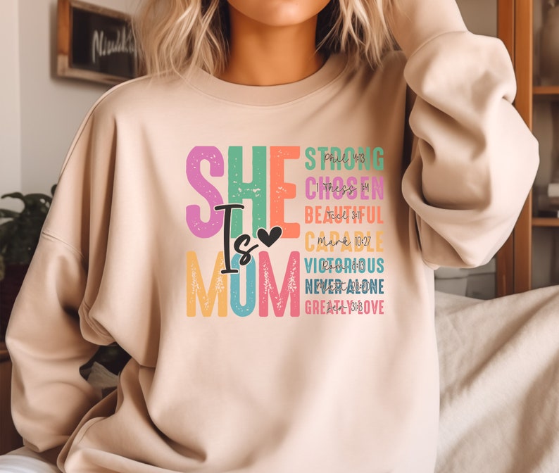 She Is Mom Shirt, Cute Mom Tee, Bible Verse Shirt, Gift For Mom, Christian Mom Tee, Mothers Day Gift, Blessed Mom Shirt, Mom Life Shirt image 4