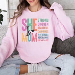 She Is Mom Shirt, Cute Mom Tee, Bible Verse Shirt, Gift For Mom, Christian Mom Tee, Mothers Day Gift, Blessed Mom Shirt, Mom Life Shirt image 3