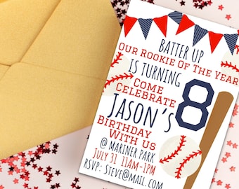 Baseball Invitation, Baseball Party Invite, BASEBALL Party, Baseball Birthday Invitation, Printable Invitation, Personalized, DIGITAL FILE
