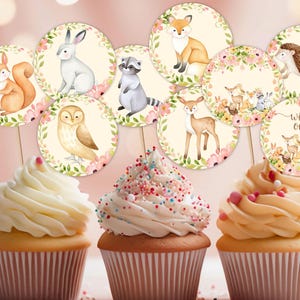 Woodland Animal Cupcake Toppers, Wild One Party Favors, 1st Birthday Party, Woodland Baby Shower, Wild One Cake Topper, Instant Download