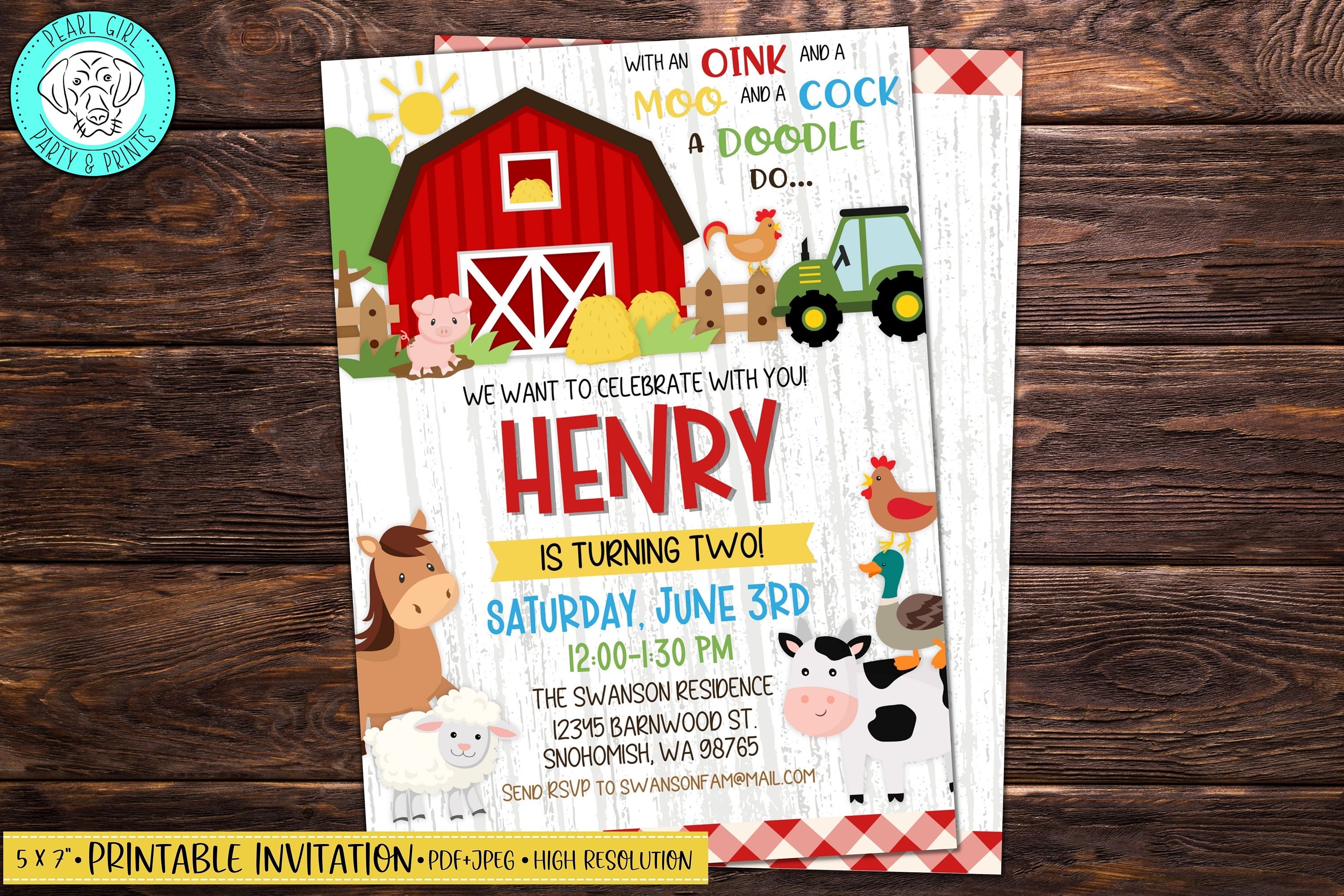 Farm Invitations Farm Animal Birthday Invitation: Barnyard Party, Editable Canva ...