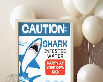Shark Birthday Party Signs: Food Table Decor (INSTANT DOWNLOAD)