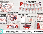 Baseball Birthday Party Decorations: Printable Banner, Signs (INSTANT DOWNLOAD)