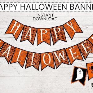 Halloween Bunting Banner, Happy Halloween Banner, Halloween Party Banner, Halloween Party Decor, Ghost Banner, Printable, INSTANT DOWNLOAD