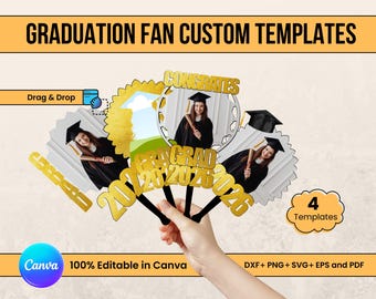 Plantilla de abanico de graduación 2026, paleta de graduación personalizada (impresión digital)