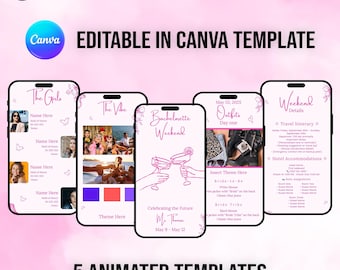 Bachelorette Itinerary Template, Editable Weekend Party Invitation (Canva Editable)