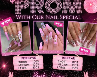 Flyer especial para unhas de formatura, modelo de tranças de cílios para maquiadora (editável no Canva)