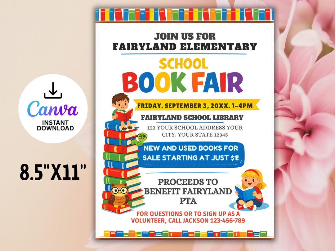 Reading Program Event Flyer Example Editable Book Fair Flyer, School Reading Fundraiser Event, Canva ...