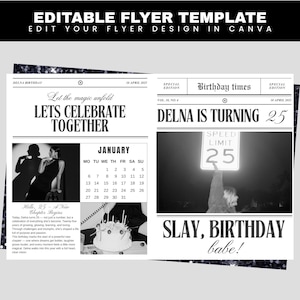 Canva Birthday Newspaper Template, Editable Newspaper Birthday, Large Newspaper Template, Birthday Newspaper For Photography