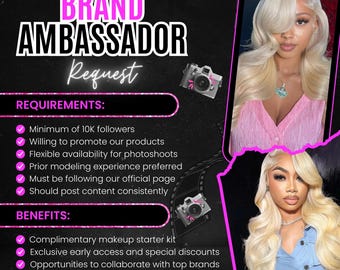 Flygblad för varumärkesambassadör, influencermodell sökes (redigerbar i Canva)