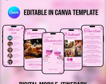 Bachelorette Party Itinerary Template, Editable Canva Invite (Digital Download)