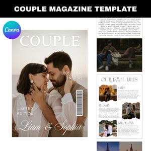 Couples Magazine Template, Personalised Couples Magazine Template, Engagement Gift Idea, Long Distance Gift,Magazine Template,Canva Editable