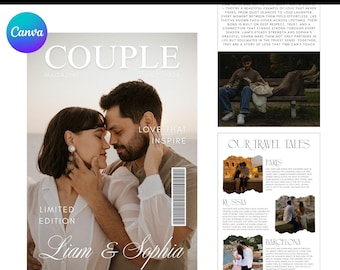 Personalized Couples Magazine Template, Canva Editable (Digital Download)