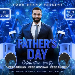 Father&#39;s Day Party Flyer, Father&#39;s Day Invitation Flyer, Club Party Flyer Template, Best Dad Event Flyer, Social Media Flyer, Canva Editable