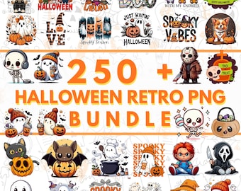 250+ Retro Halloween PNG Bundle, Spooky Vibes (Digital Download)