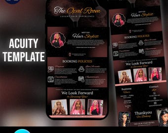 Pink Acuity Scheduling Template, Hair Stylist Website (Digital Download)