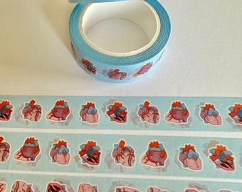 Leuke blauwe washi-tape met hartanatomie