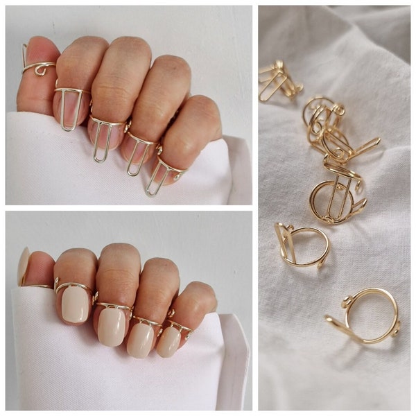 Trending Nagelringe x 10 | Verstellbar | Gold & versilbertes Kupfer | abnehmbar | Wudu freundlich | Halal | Wiederverwendbar | Ramadan-Eid Ringe