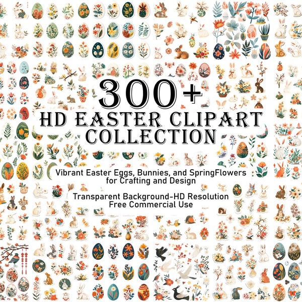 300+ HD Easter Clipart Collection: Vibrant Easter Eggs, Bunnies, and Spring Flowers for Crafting and Design