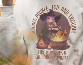 Sudadera de cuello redondo con hechizos de bruja, sudadera de bruja, ropa de bruja, sudadera de Halloween, sudadera de bruja de anime, sudadera de brujería, sudadera de bruja del bosque
