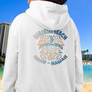 Waikiki Beach Hoodie: Vintage Tribal Oahu Hawaii Sweatshirt