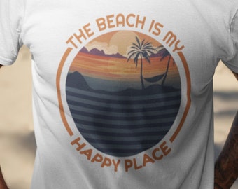 Retro Beach Graphic T-Shirt: Sunset Palm Tree Coastal Tee