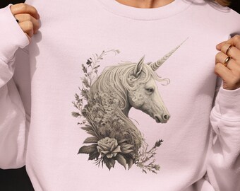 Unicorn Tattoo Crewneck Sweatshirt,Unicorn Sweatshirt,Unicorn Apparel,Sacred Unicorn Tattoo Sweatshirt,Unisex Sweatshirt,Fantasy Sweatshirt
