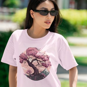 Japanese Cherry Blossom Tree Graphic T-Shirt, Japanese Sakura Art Tee, Aesthetic Nature Shirt, Japan T-Shirt, Sakura Tree Gift Tee