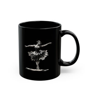 Ballet Dancer Black Ceramic Mug: Elegant Dance Art (11oz)