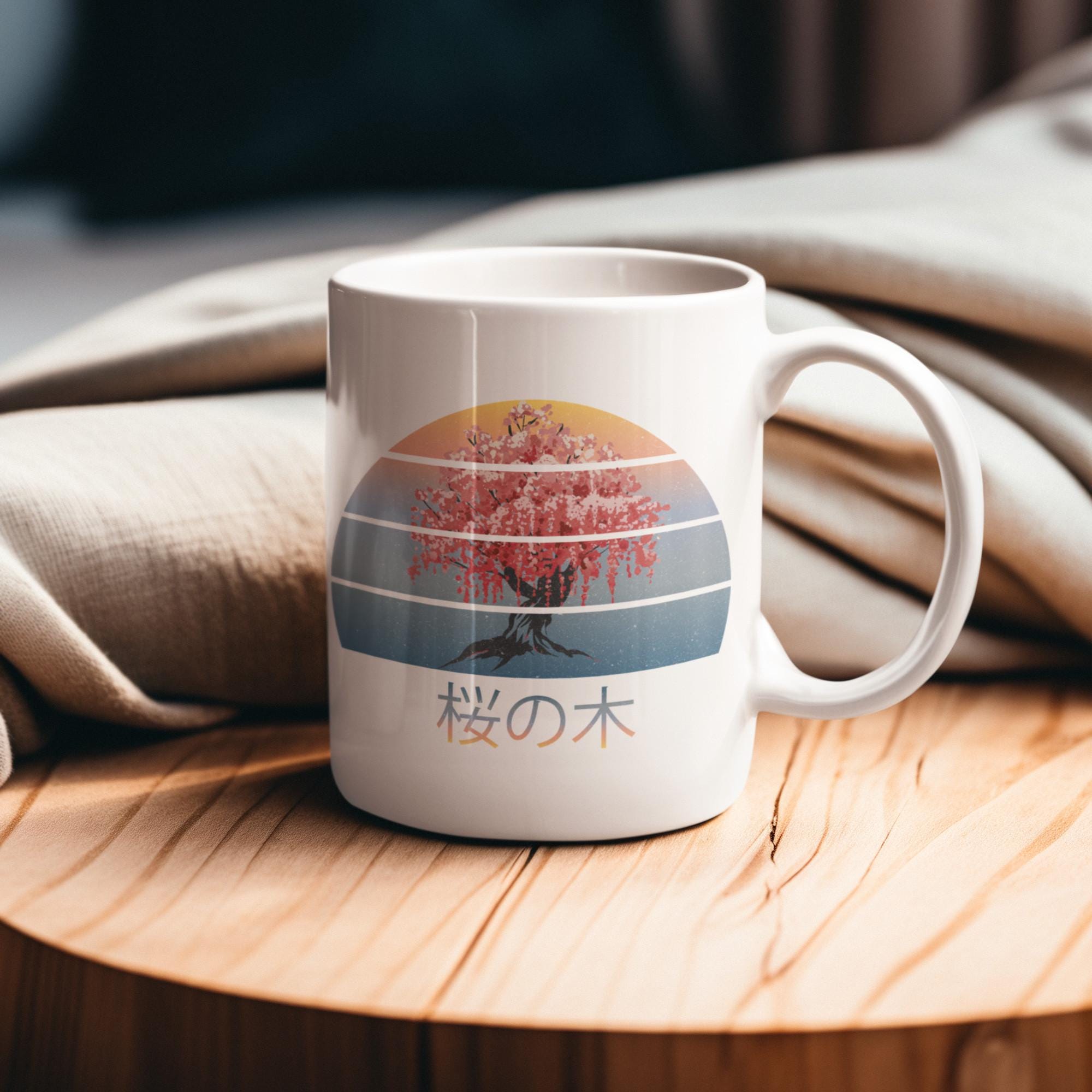 Japanese Cherry Blossom Tree White Ceramic Mug, 11oz,Cherry Blossom Coffee Mug,Japanese Tea Mug,Japan Coffee Mug,Cherry Blossom Ceramic Mug