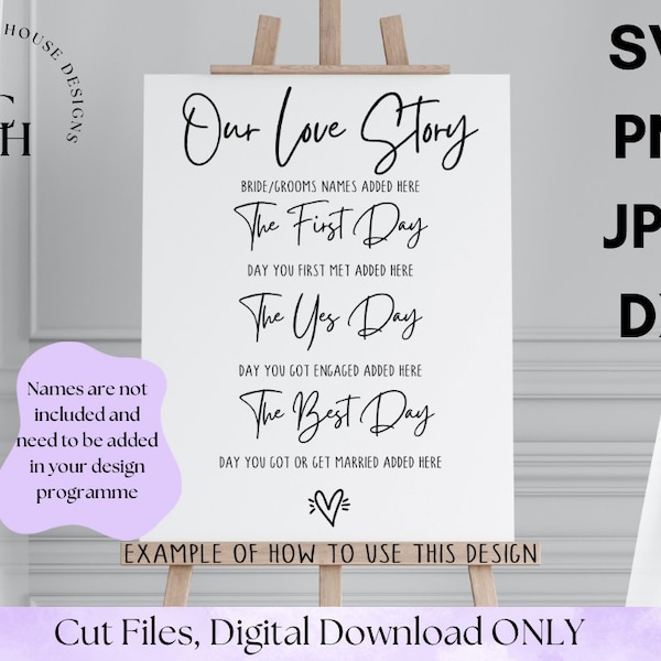 Our Love Story sign svg | wedding decor sign | DIY Wedding | digital download | SVG | Png | Jpeg | DXF