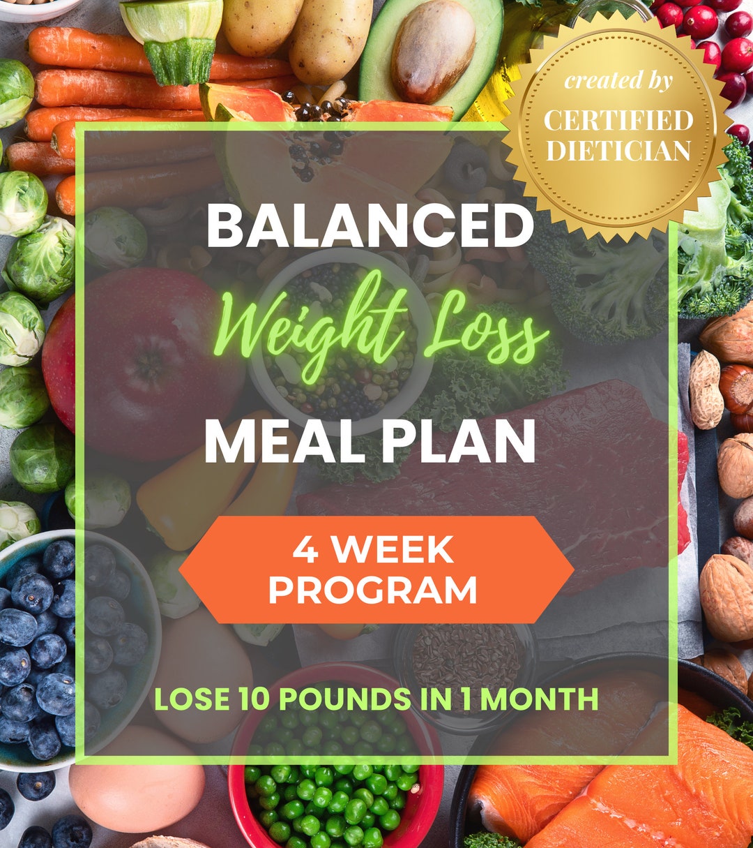Balanced Weight Loss Meal Plan - 4 Week Program | Lose 10 Lb in 1 Month ...