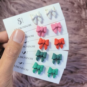 Mini Bow Stud Earrings/ Handmade Jewelry/ Polymer Clay Earring