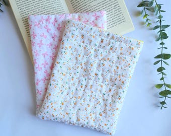 Quilted Floral Book Sleeves, Padded Kindle Pouch, Gift for Book Lover