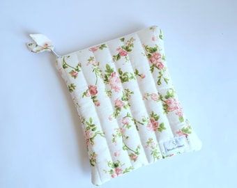 Quilted Floral Kindle Sleeves, Padded E-Reader Pouch, Handmade Kindle Sleeve, Gift for Book Lover