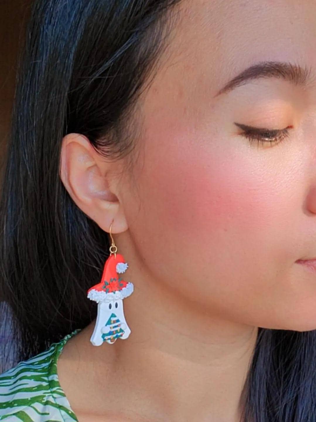 Floral Ghost Witches Dangle/ Halloween Earring/ Polymer Clay Earring