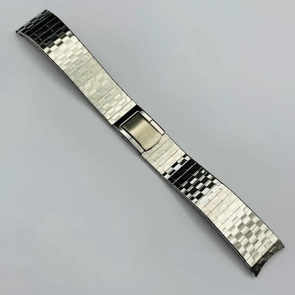 Bracelet de montre mince en acier inoxydable vintage des années 1970, Neuf, ancien stock, État neuf, 17,4 mm